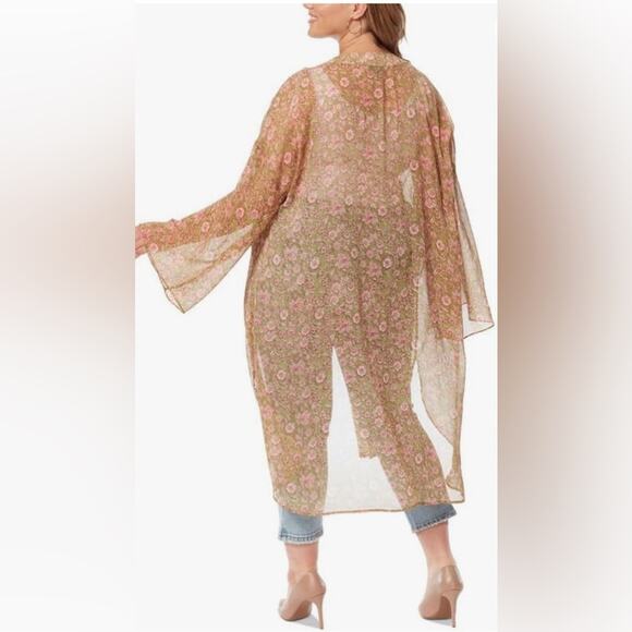 NWT Jessica Simpson Trendy Blaine Floral Printed Kimono Boho Style Size 3X - Picture 2 of 4